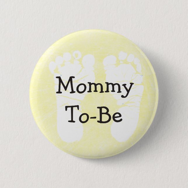 Badge Rond 5 Cm Bouton de Baby shower à venir pour maman jaune (Devant)