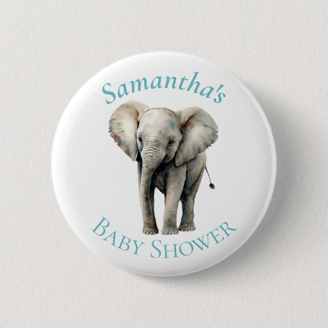 Badge Rond 5 Cm Bouton de Baby shower bleu bleu bleu Eléphant (Devant)