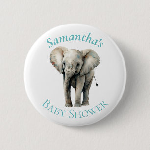 Badge Rond 5 Cm Bouton de Baby shower bleu bleu bleu Eléphant