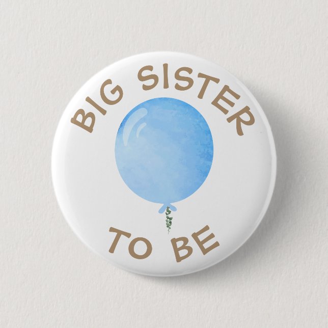 Badge Rond 5 Cm Bouton de Baby shower Bleu de la grande soeur (Devant)