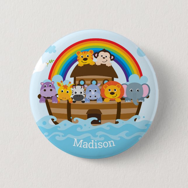 Badge Rond 5 Cm Bouton de Baby shower d'arche personnalisé Cute No (Devant)