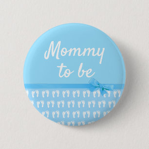 Badge Rond 5 Cm Bouton de Baby shower de garçon "Blue Maman to be