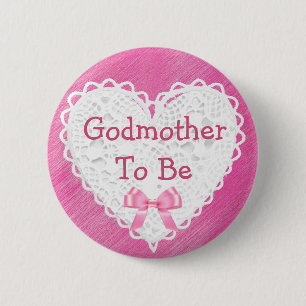 Badge Rond 5 Cm Bouton de Baby shower de la dentelle rose