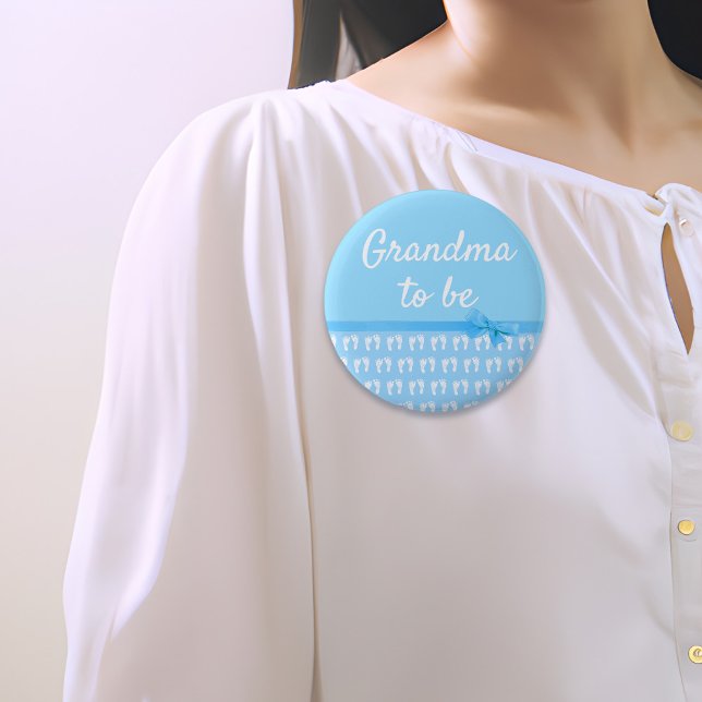 Badge Rond 5 Cm Bouton de Baby shower de la grand-mère bleue pour  (Créateur téléchargé)