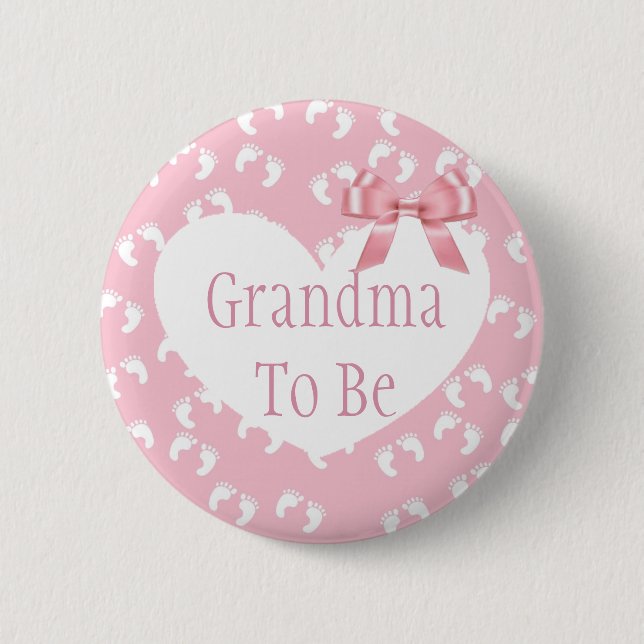 Badge Rond 5 Cm Bouton de Baby shower de la grand-mère rose (Devant)