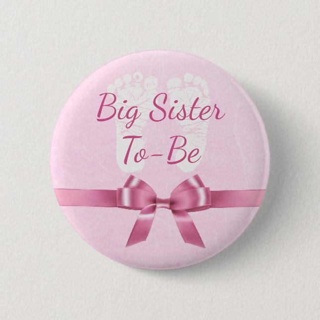Badge Rond 5 Cm Bouton de Baby shower de la grosse soeur de la bow (Devant)