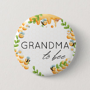 Badge Rond 5 Cm Bouton de Baby shower de la mamie à l'abeille