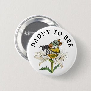 Badge Rond 5 Cm Bouton de Baby shower de miel Bee Daddy to Bee   B