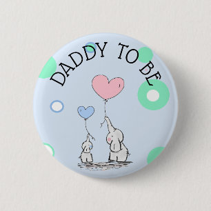 Badge Rond 5 Cm Bouton de Baby shower de papa à être éléphant