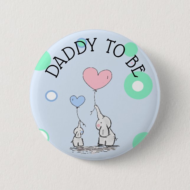 Badge Rond 5 Cm Bouton de Baby shower de papa à être éléphant (Devant)