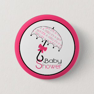 Badge Rond 5 Cm Bouton de baby shower de roses indien - parapluie