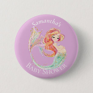Badge Rond 5 Cm Bouton de BABY SHOWER de sirène MIGNONNE