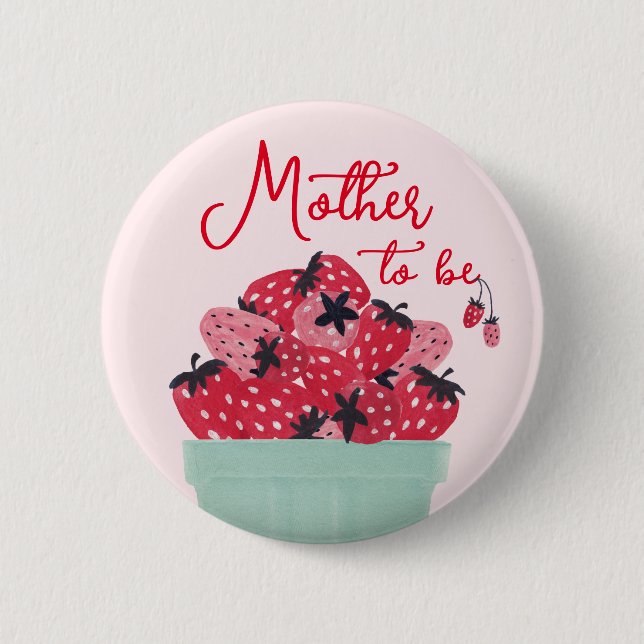 Badge Rond 5 Cm Bouton de Baby shower doux Berry à être (Devant)