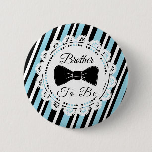 Badge Rond 5 Cm Bouton de Baby shower du Frère bleu noir