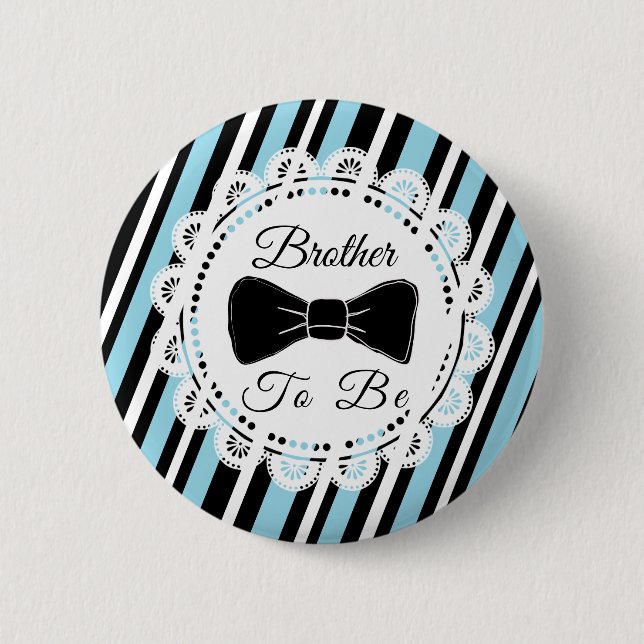 Badge Rond 5 Cm Bouton de Baby shower du Frère bleu noir (Devant)