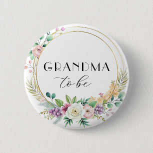Badge Rond 5 Cm Bouton de Baby shower floral personnalisé - GRANDM