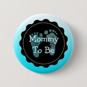 Badge Rond 5 Cm Bouton de Baby Shower Future Maman Bébé Garçon Ble