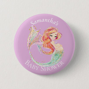 Badge Rond 5 Cm Bouton de BABY SHOWER MERMAID CUTE
