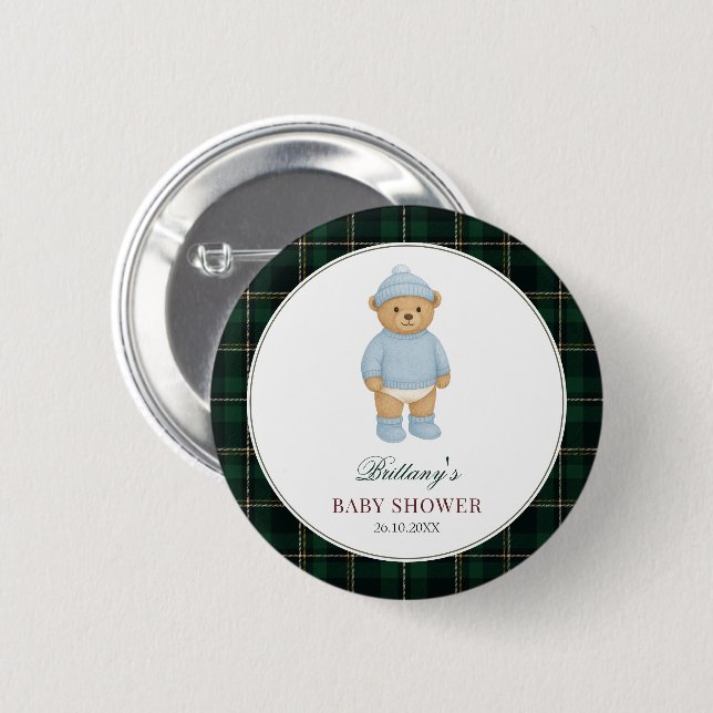 Badge Rond 5 Cm Bouton de Baby Shower Ourson Prépa (Devant & derrière)