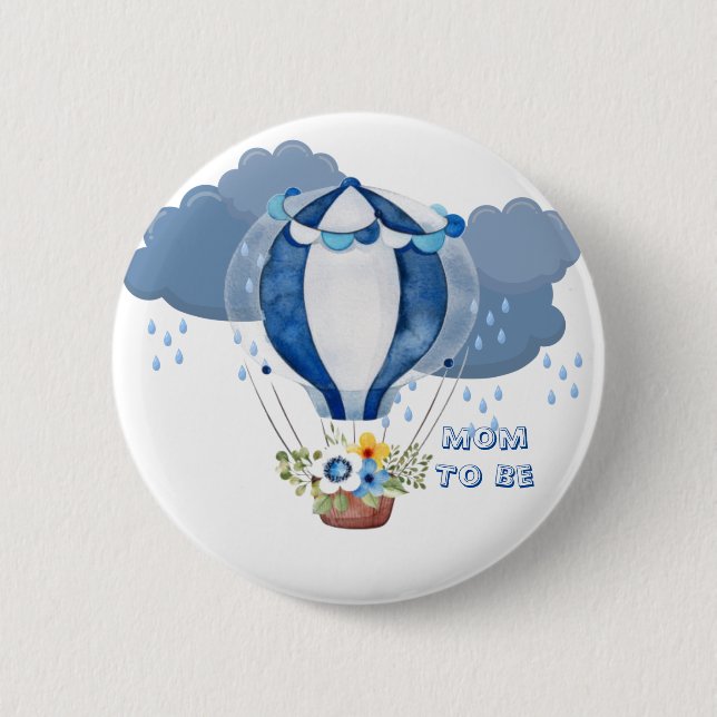Badge Rond 5 Cm Bouton de Baby shower pour garçon de la Marine Blu (Devant)