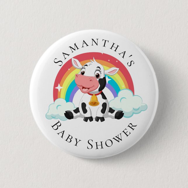 Badge Rond 5 Cm Bouton de Baby shower Rainbow Baby Cow (Devant)