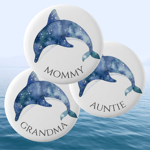 Badge Rond 5 Cm Bouton de Baby Shower Sea Life Maman