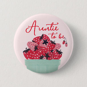 Badge Rond 5 Cm Bouton de Baby Shower Tante Sucré aux Fruits Rouge