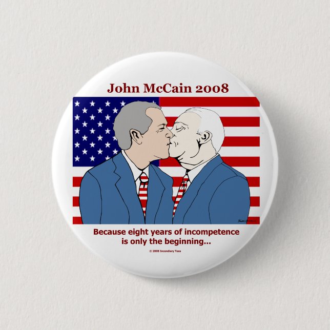 Badge Rond 5 Cm Bouton de baiser de Bush-McCain (Devant)
