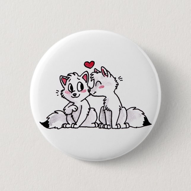 Badge Rond 5 Cm Bouton de baiser de Fox arctique (Devant)
