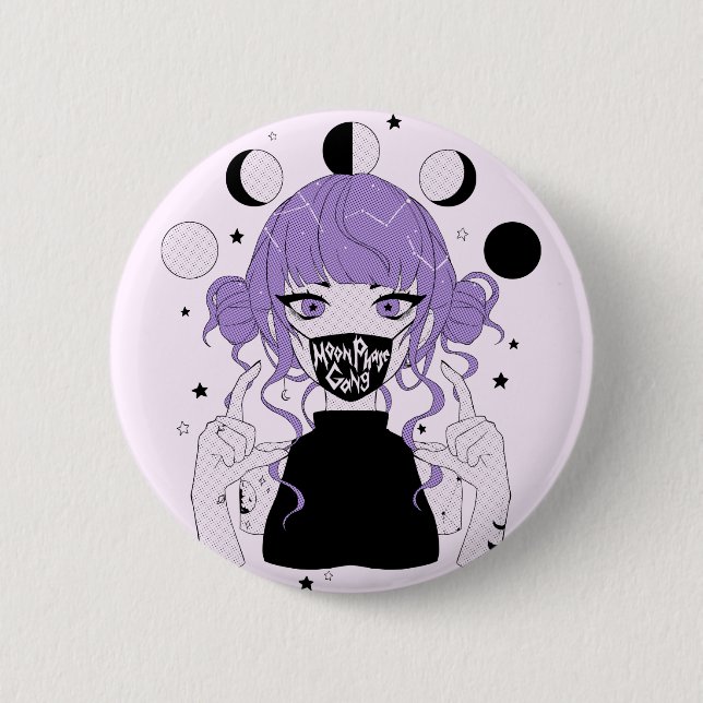 Badge Rond 5 Cm Bouton de BANDE de PHASE de LUNE (Devant)