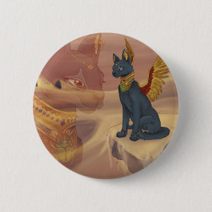 Badge Rond 5 Cm Bouton de Bastet