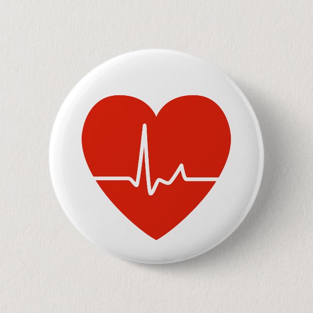 Badge Rond 5 Cm Bouton de battements de coeur (Devant)