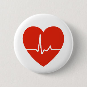 Badge Rond 5 Cm Bouton de battements de coeur