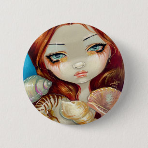 Badge Rond 5 Cm Bouton "de beauté de coquillage"