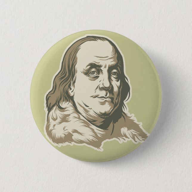 Badge Rond 5 Cm Bouton de Ben Franklin (Devant)