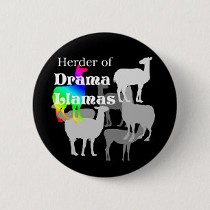 Badge Rond 5 Cm Bouton de berger de lama de drame