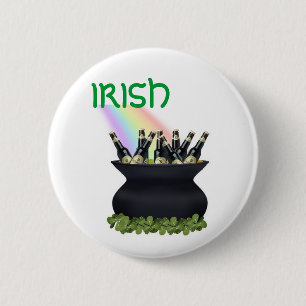 Badge Rond 5 Cm Bouton de bière arc-en-ciel irlandais