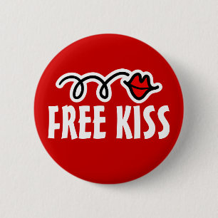 Badge Rond 5 Cm Bouton de bisou gratuit pour la journée des bisous