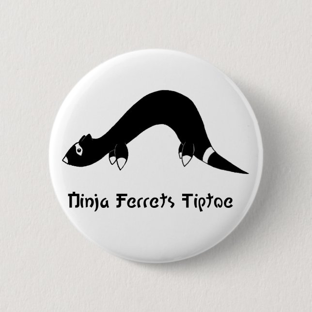 Badge Rond 5 Cm Bouton de blanc de furet de Ninja (Devant)
