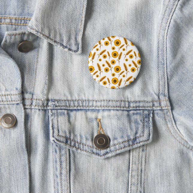 Badge Rond 5 Cm Bouton de blé tournesol (En situation)