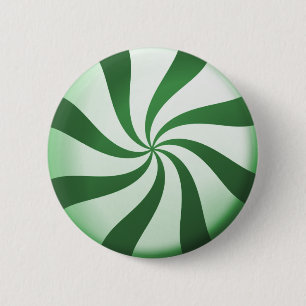 Badge Rond 5 Cm Bouton de bonbon de menthe verte et blanche