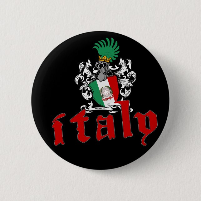 Badge Rond 5 Cm Bouton de bouclier de l'Italie (Devant)