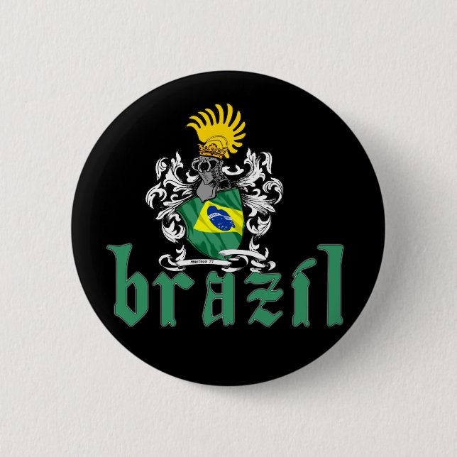 Badge Rond 5 Cm Bouton de bouclier du Brésil (Devant)