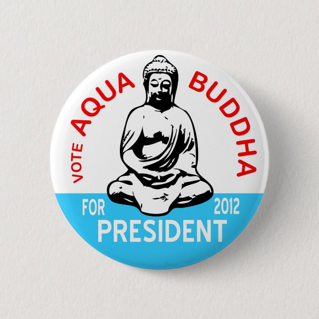 Badge Rond 5 Cm Bouton de Bouddha d'Aqua (Devant)