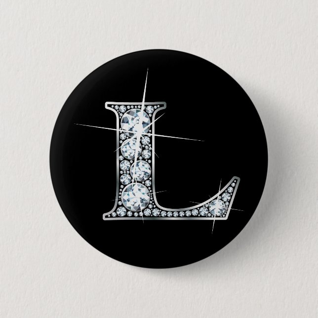 Badge Rond 5 Cm Bouton de boule de diamant "L" (Devant)