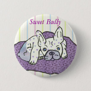 Badge Rond 5 Cm Bouton de Bouledogue français