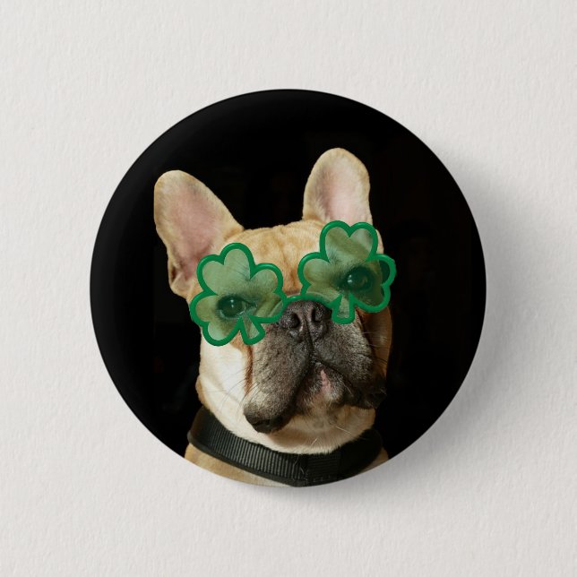 Badge Rond 5 Cm Bouton de bouledogue français du jour de St (Devant)