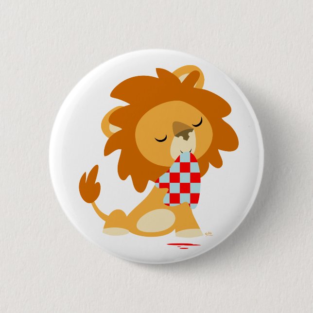 Badge Rond 5 Cm Bouton de bouton Cartoon Satiated Lion (Devant)