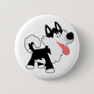 Badge Rond 5 Cm Bouton de bouton Husky Sibérien en caricature mign