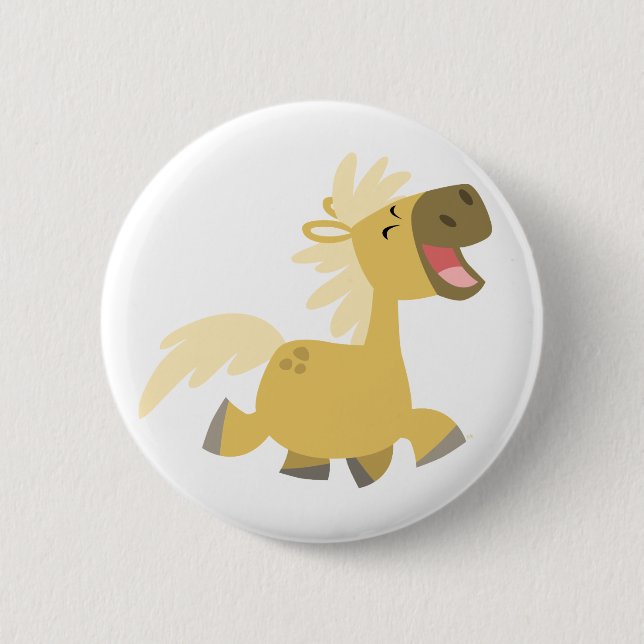 Badge Rond 5 Cm Bouton de bouton Laughing Cartoon Pony (Devant)